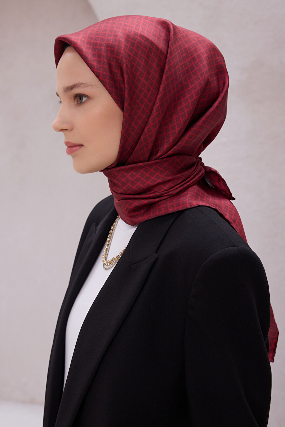 Çiçek Desen İpek Twill Eşarp 4203D01