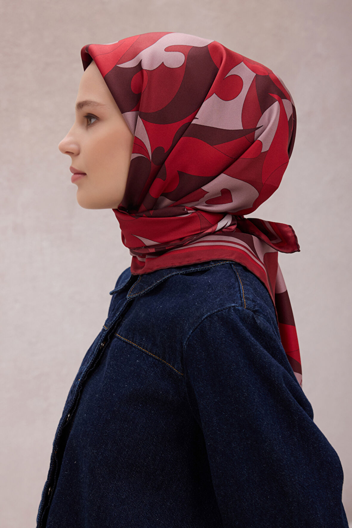 Geometrik Desen İpek Twill Eşarp 4213D01