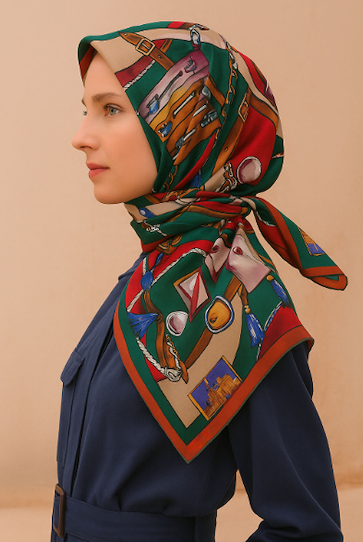 Belli Tivil Saf İpek Eşarp 4205 - 80 Bordo Soyut Desen