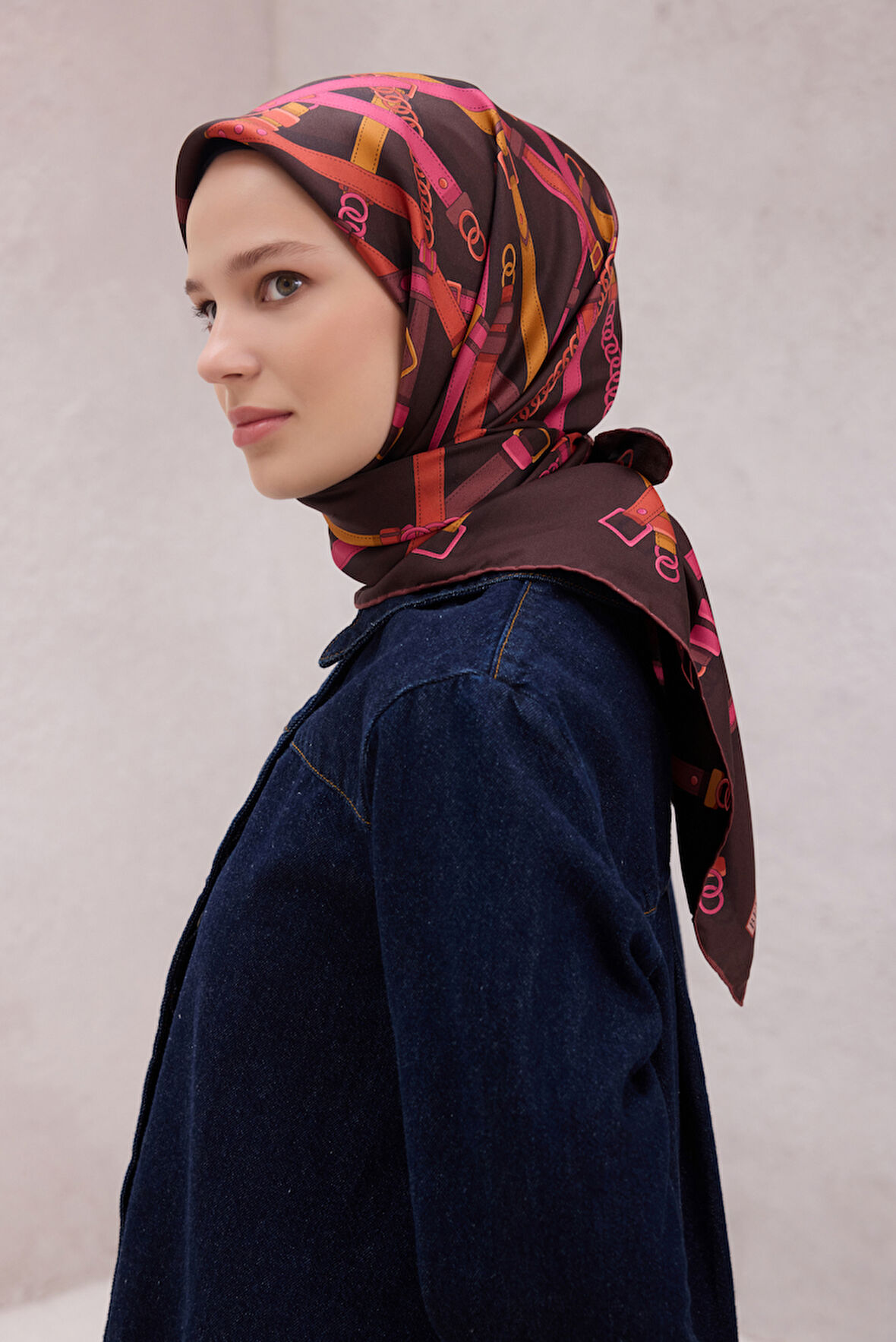 Ekose Kemer Desen İpek Twill Eşarp 4200D01 82