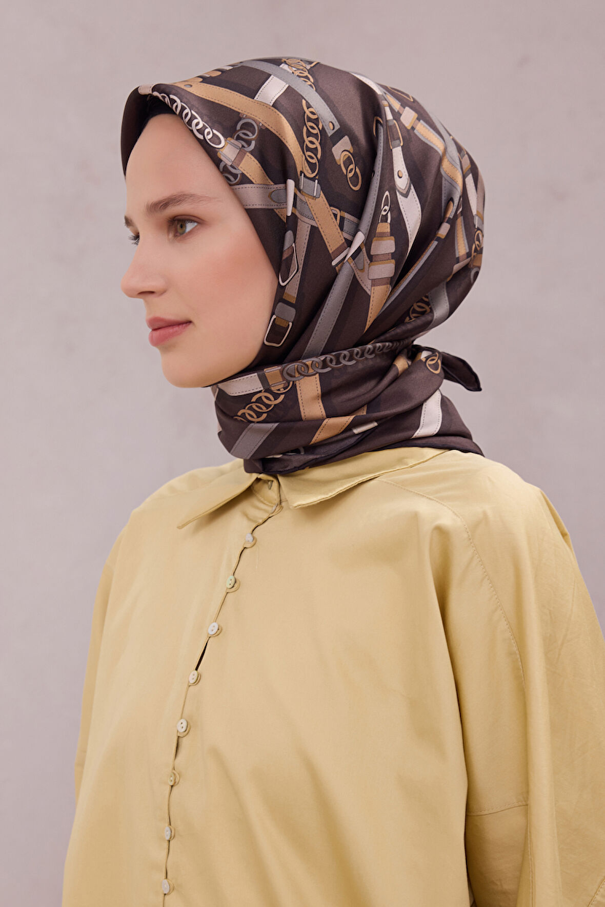 Ekose Kemer Desen İpek Twill Eşarp 4200D01 35