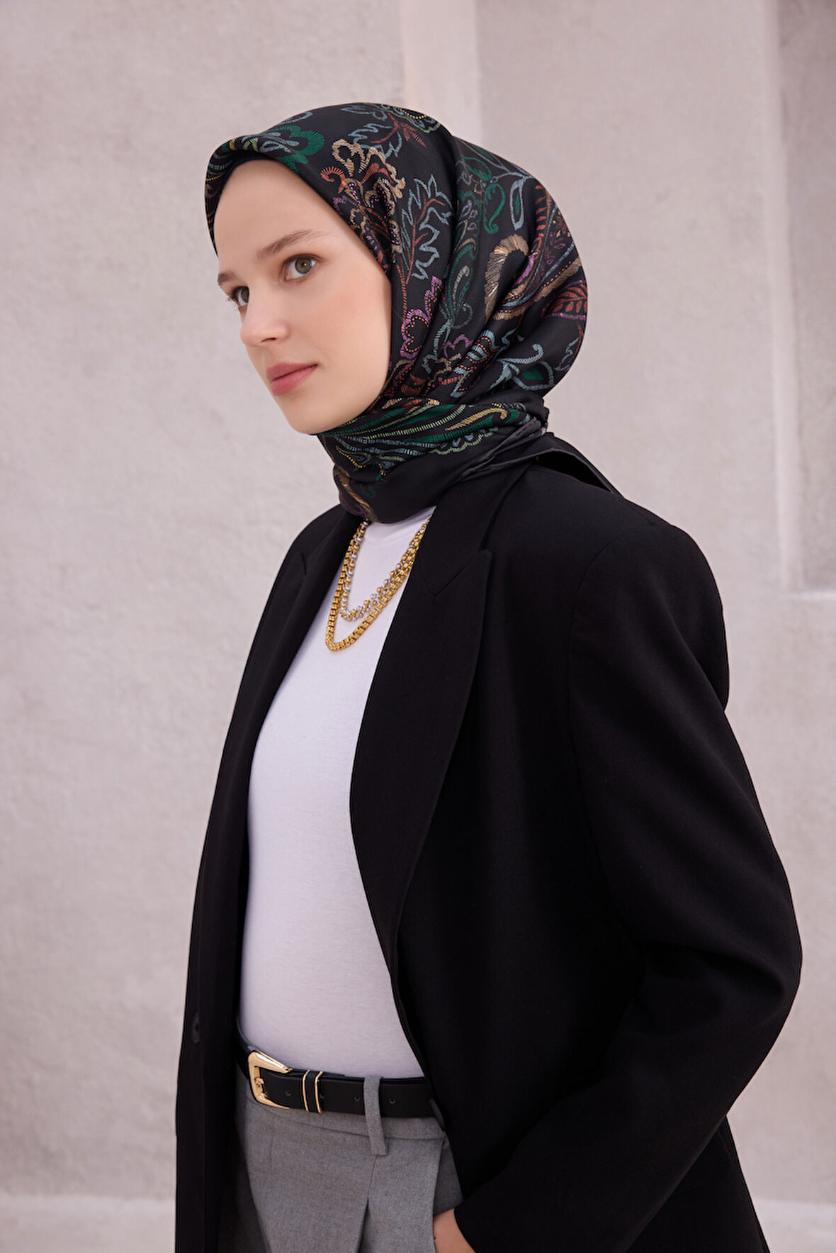 Saf İpek Twill Eşarp 4207D01 34