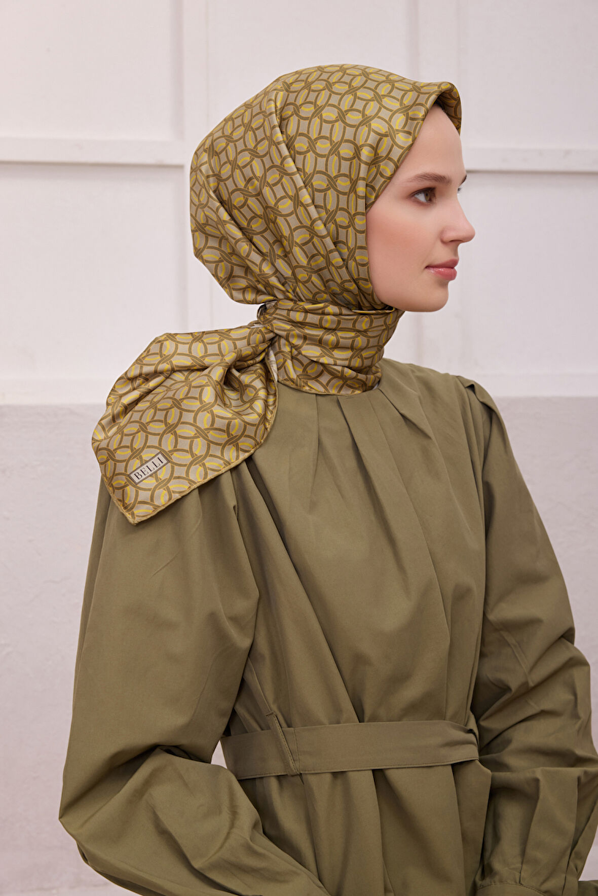 Geometrik Desen İpek Twill Eşarp 4215D01