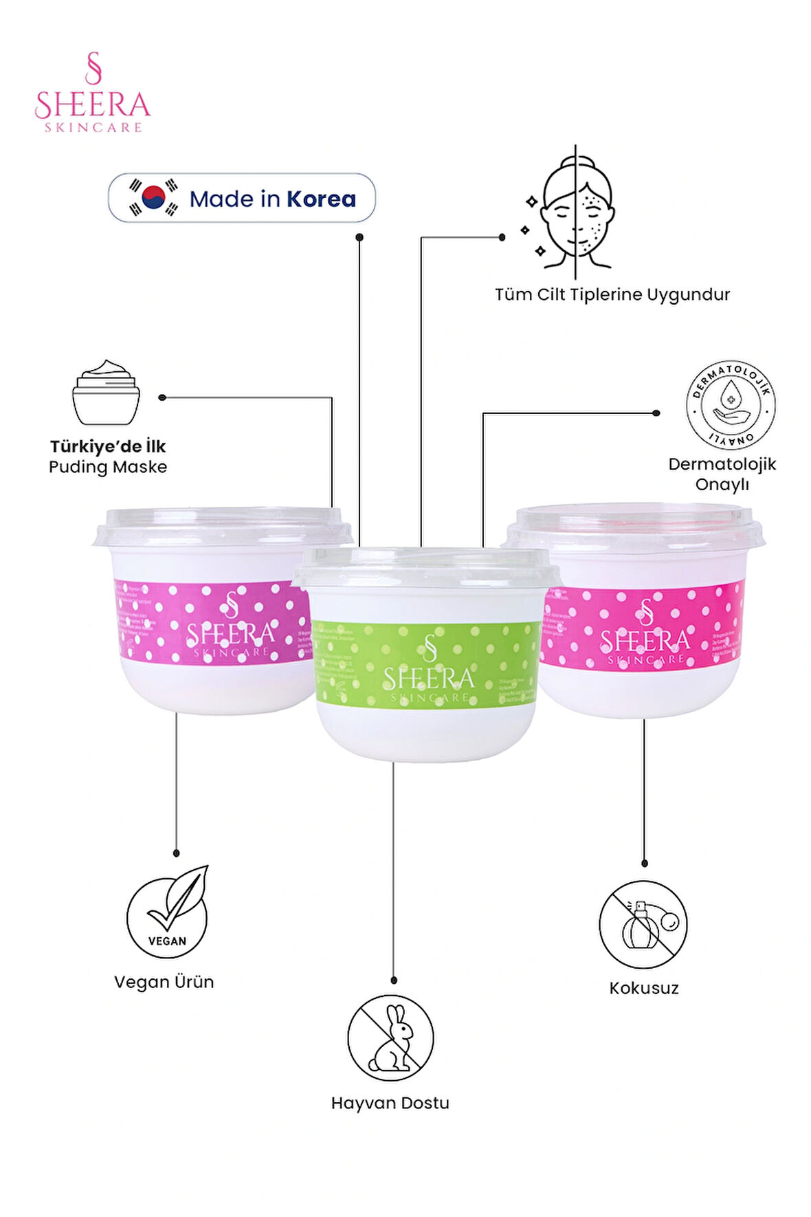 3'lü Kore  Bakım Maskesi