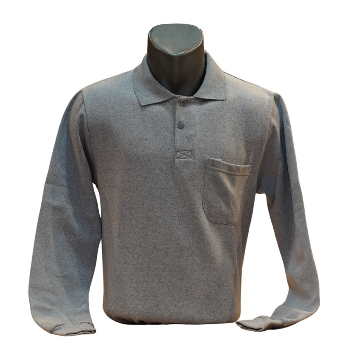 POLO YAKA UZUN KOL SWEAT - GRİ - L