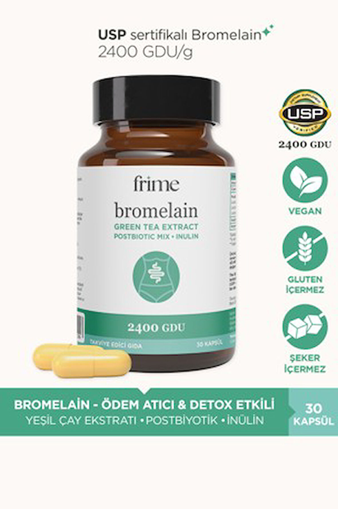 Ödem Atıcı, Detox, Bromelain, Yeşil Çay Ekstresi, Inülin Prebiyotik , Postbiyotik