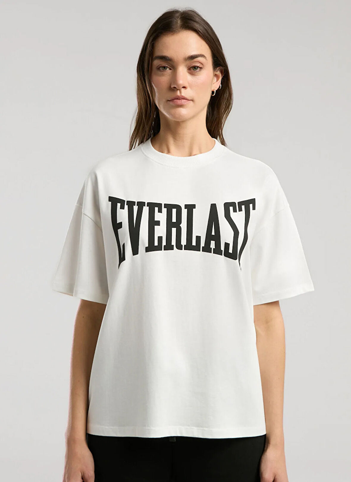 Everlast TW0027 112-Ever Classics Oversize Beyaz Oversize Baskılı Kadın T-Shirt