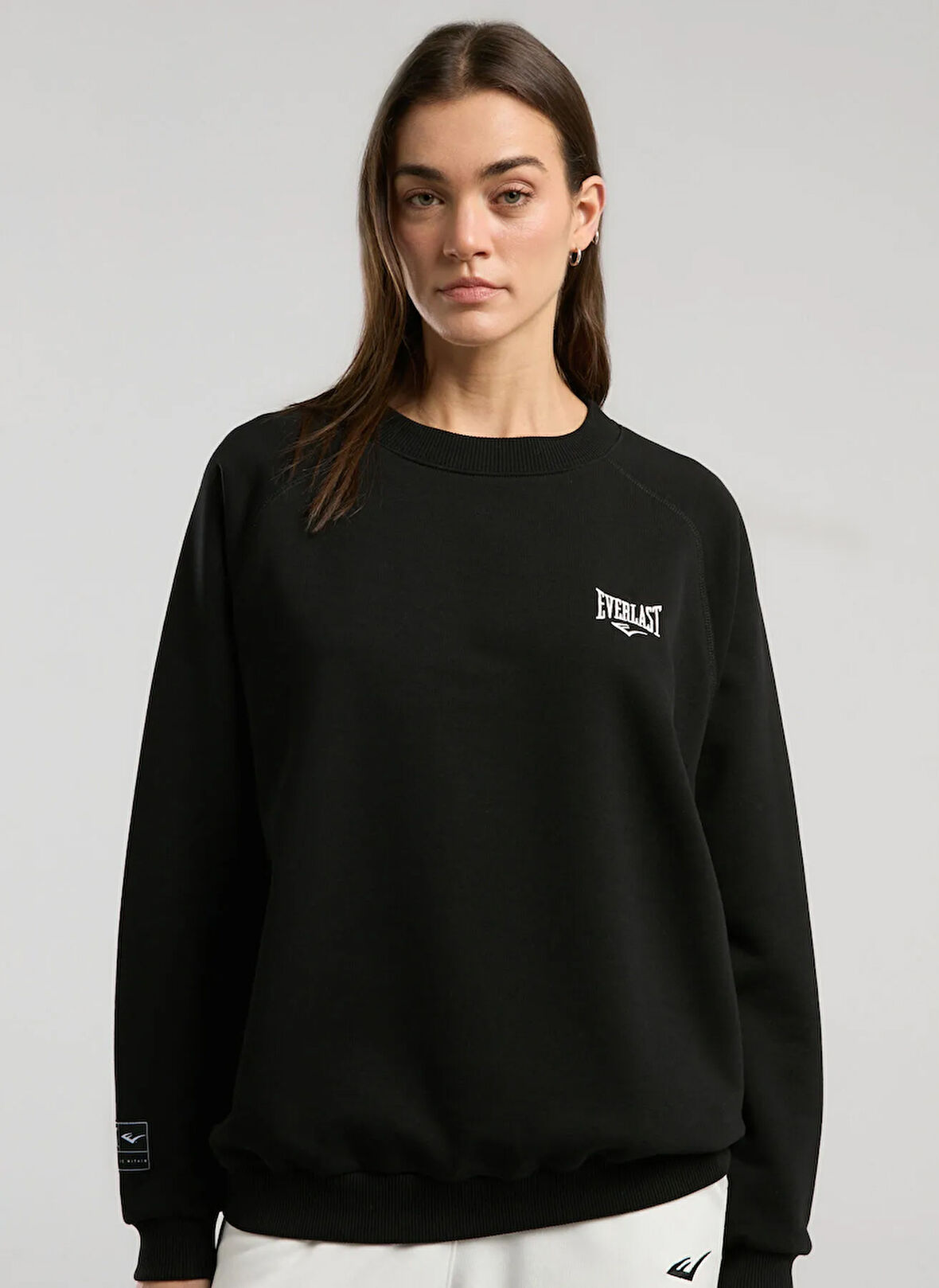 Everlast TW0043 167-Ever Essentials Siyah Bisiklet Yaka Regular Fit Düz Kadın Sweatshırt