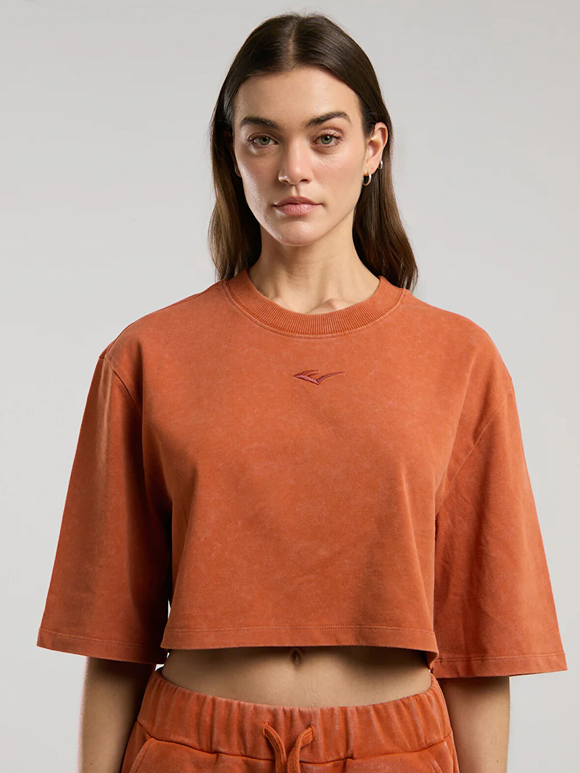 Everlast Bronx 1910 Oversize Turuncu Crop Kadın Tişört TW0014