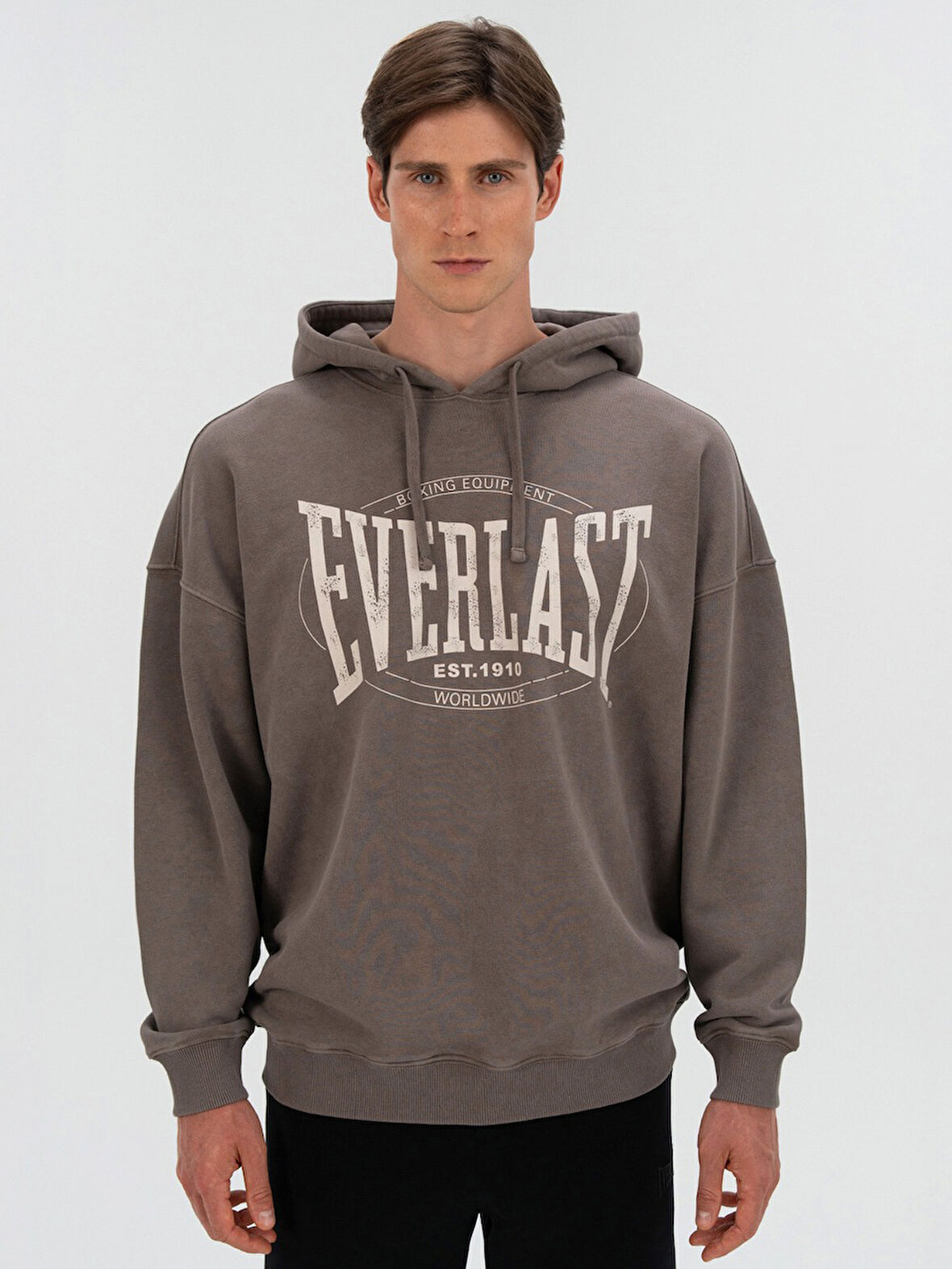 Everlast Authentic Boxing Oversize Koyu Vizon Erkek Kapüşonlu Sweatshirt