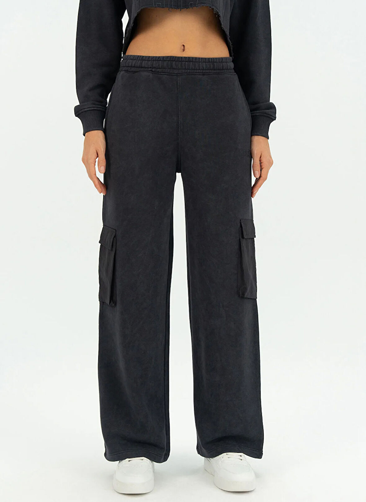 Everlast TW0091 333-Everlast Cool Relax Wmn Antrasit Lastikli Bel Regular Fit Düz Kadın Eşofman Altı