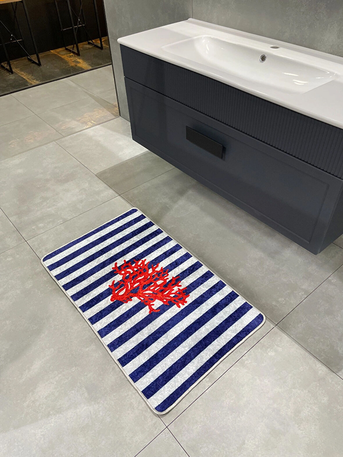 Mercan Tekli Lateks Taban Banyo Paspas Takımı 80x120