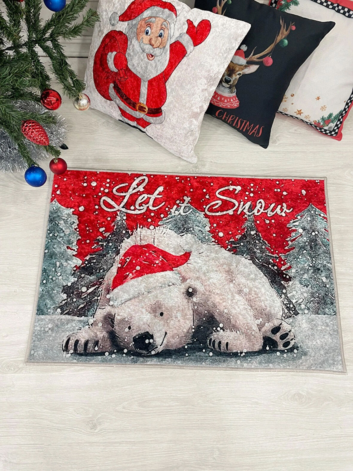 Yılbaşı Sevimli Bear Paspas  Ölçü 60x90