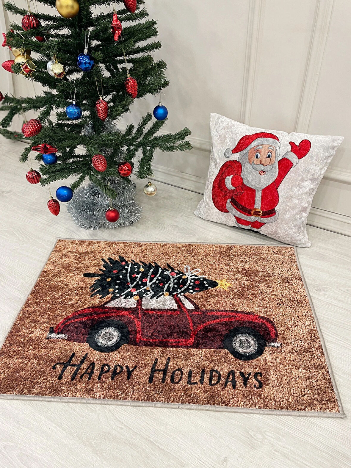 Happy Holidays Yılbaşı Paspas 60x90  Ölçü 60x90