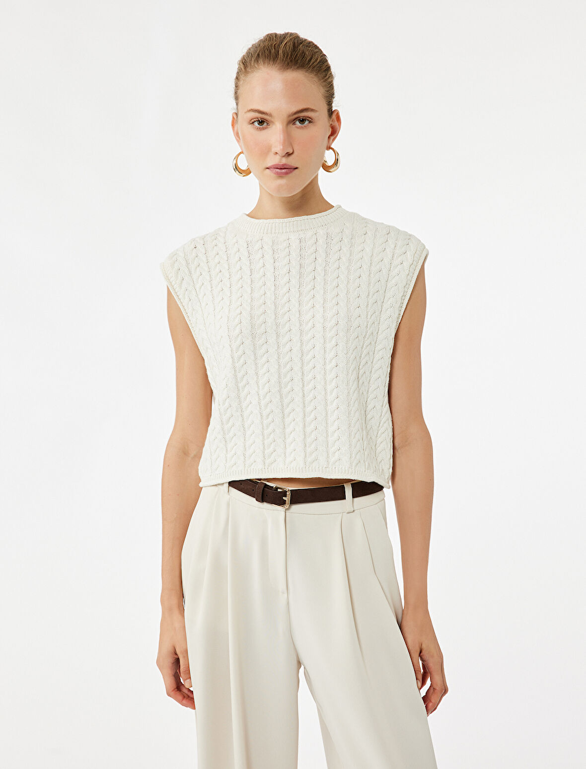 Kolsuz Bisiklet Yaka Saç Örgü Süveter