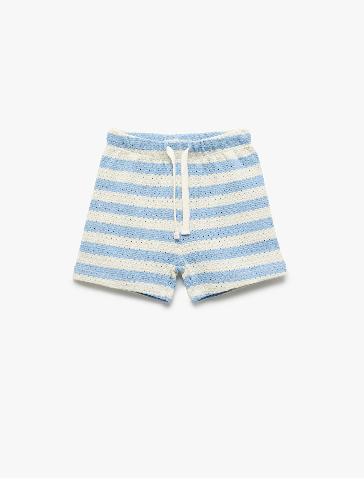 Beli Lastikli Pamuklu Çizgili Triko Şort 