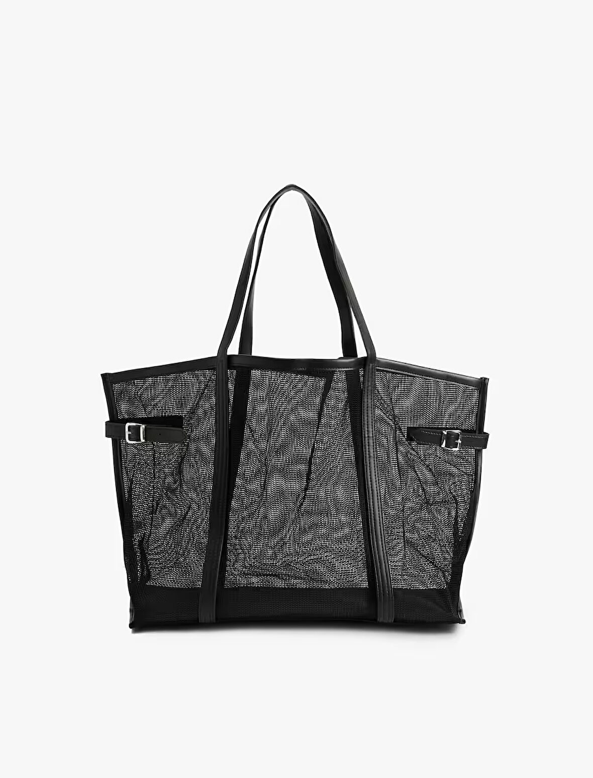 Saplı Metal Tokalı File Tote Çanta