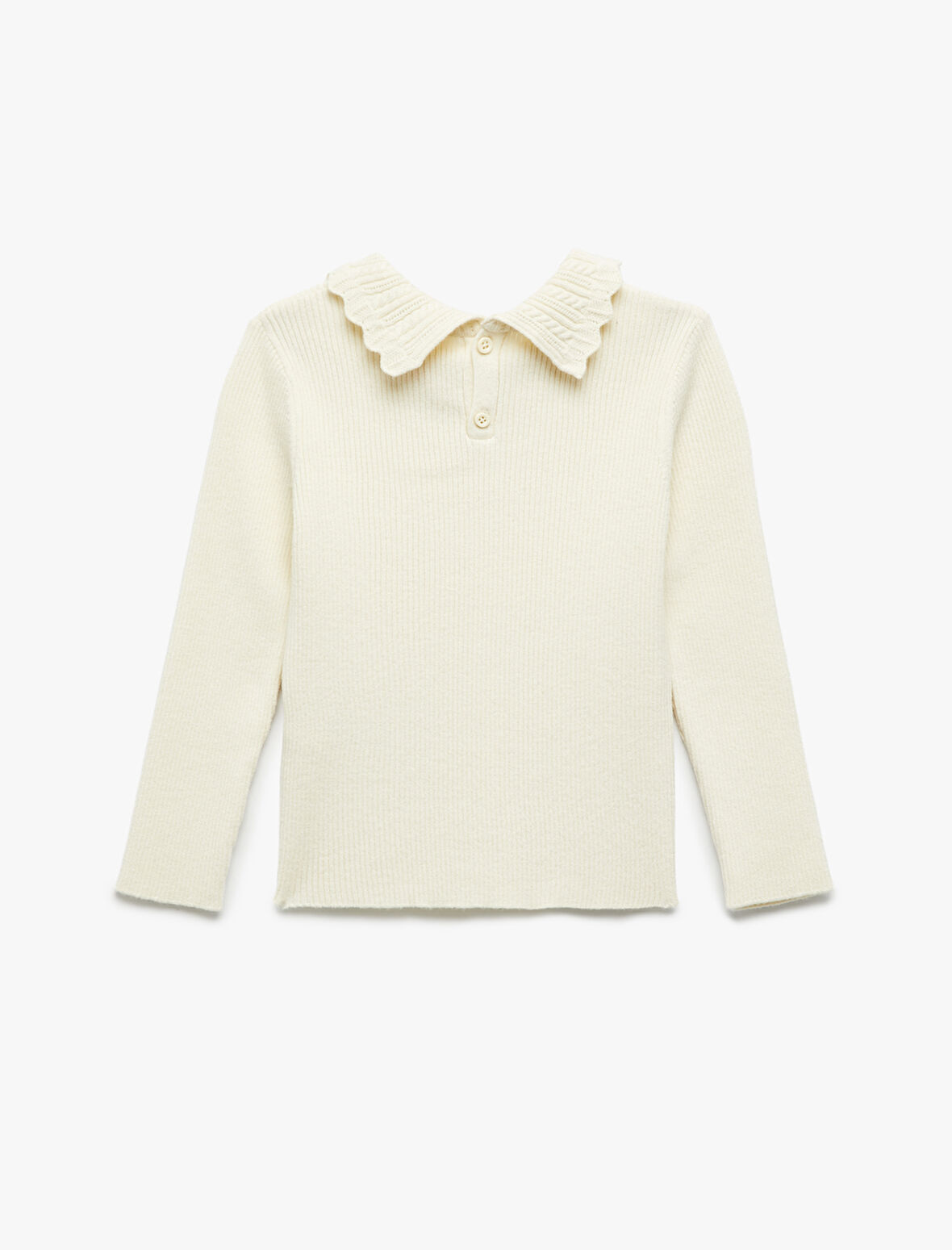 Dik Yaka Uzun Kollu Viskon Triko Kazak