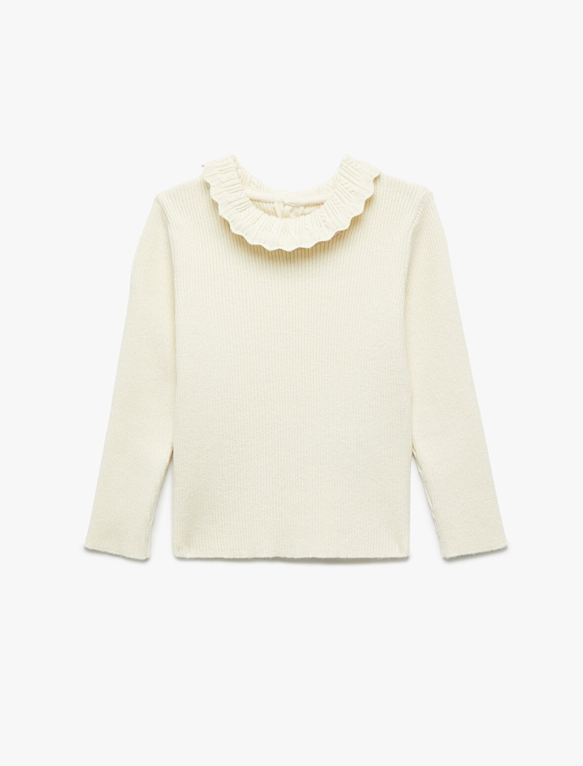 Dik Yaka Uzun Kollu Viskon Triko Kazak