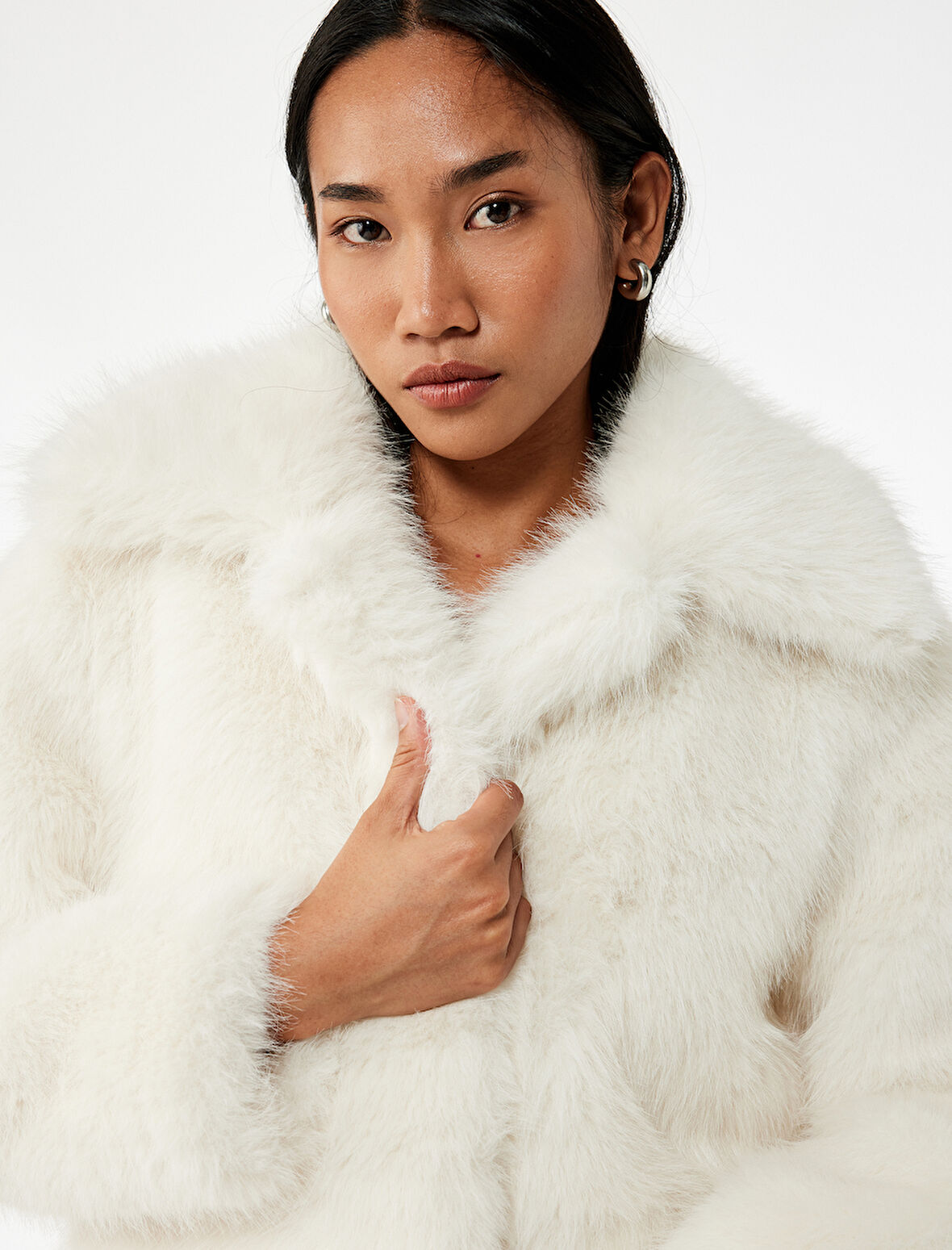 Suni Kürk Mont Uzun Kollu Crop