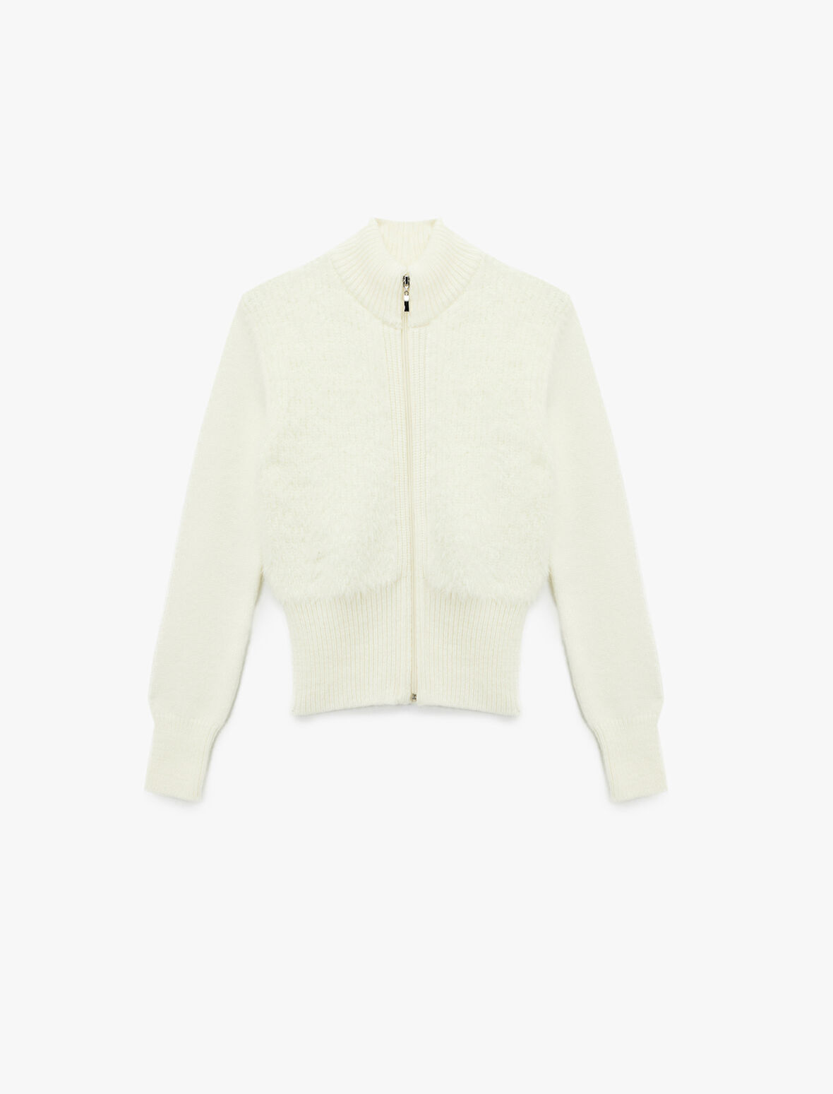 Yumuşak Dokulu Uzun Kollu Dik Yaka Fermuarlı Hırka