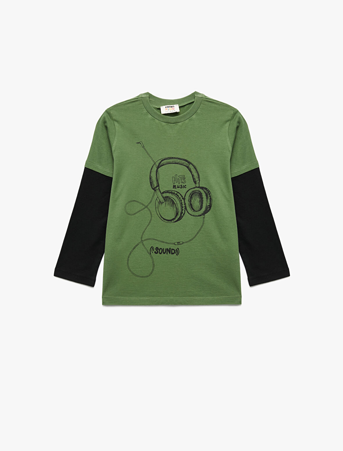 Pamuklu Uzun Kollu Bisiklet Yaka Baskılı Tişört