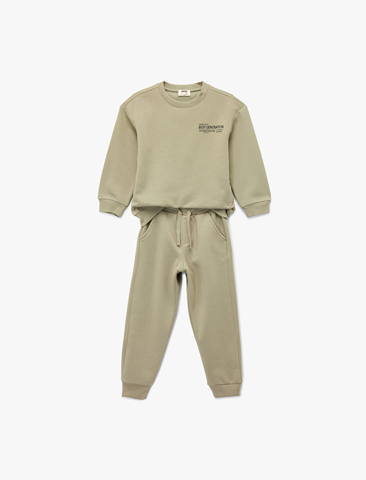 Şardonlu Uzun Kollu Bisiklet Yaka Baskılı Eşofman Seti