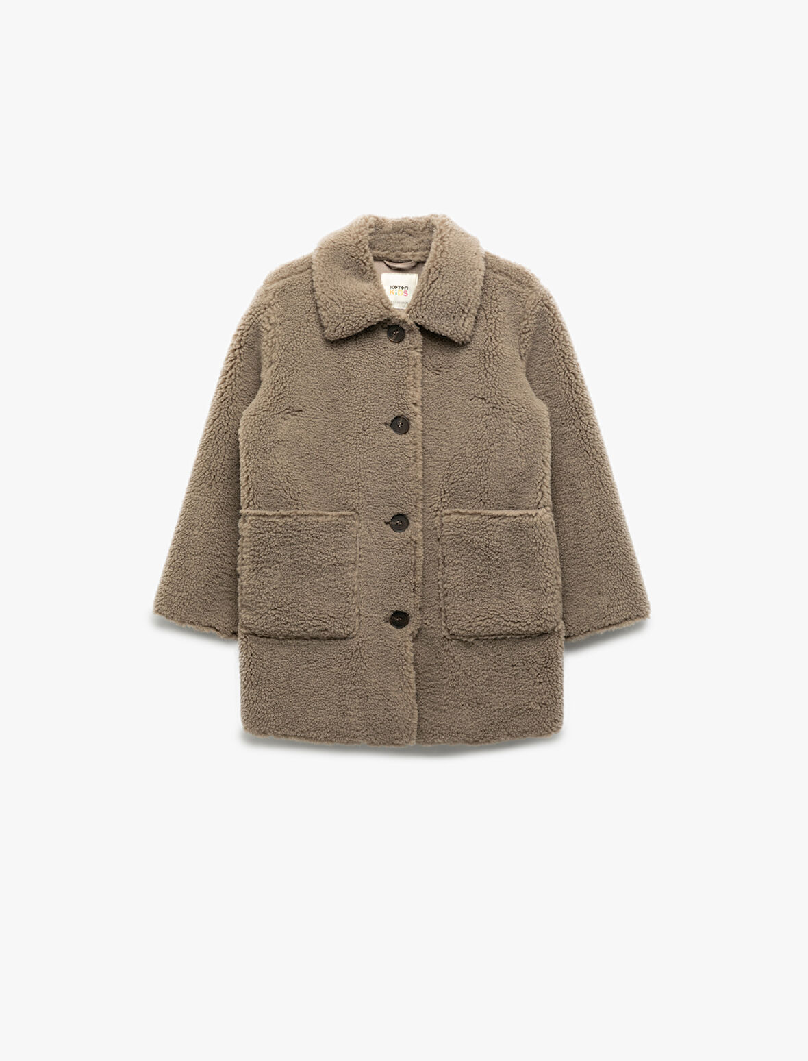 Uzun Kollu Cep Detaylı Düğmeli Gömlek Yaka Polar Kaban