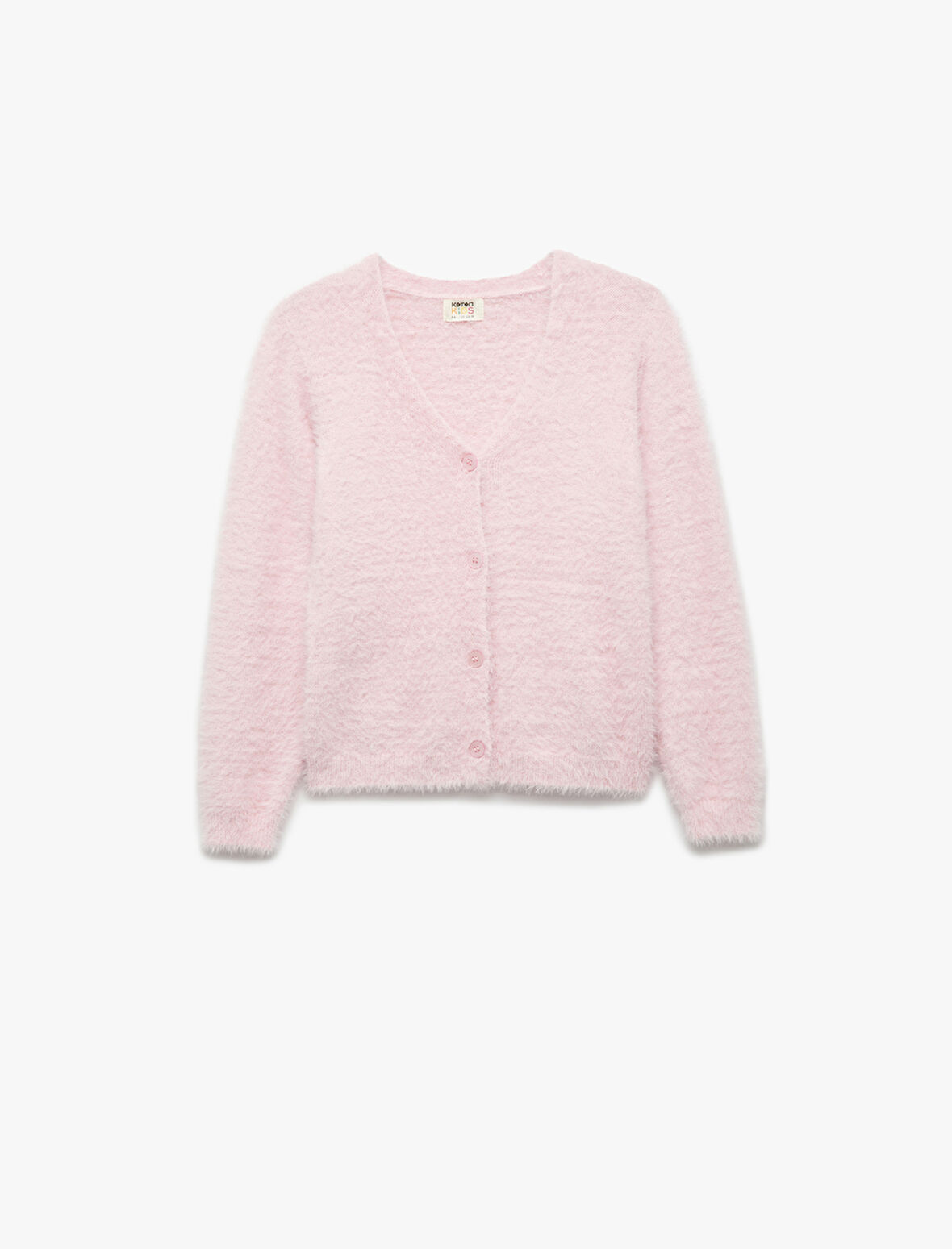 V Yaka Düğmeli Uzun Kollu Basic Hırka