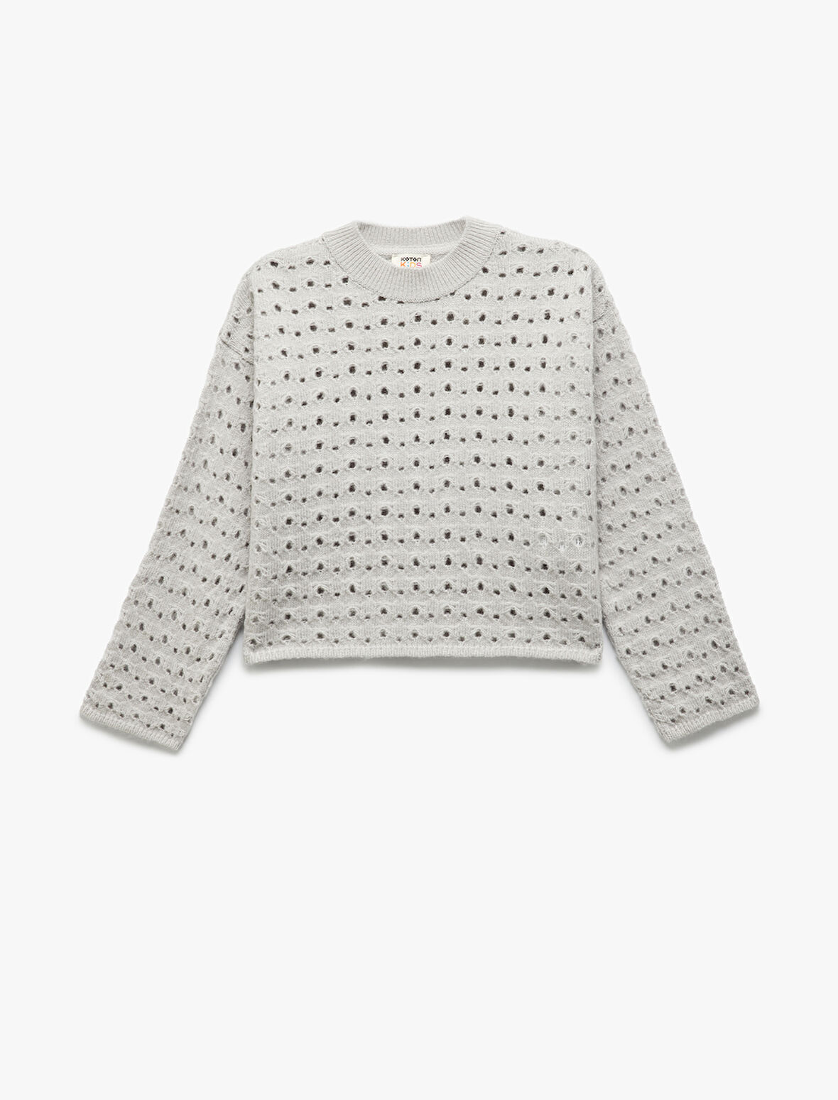 Dik Yaka Uzun Kollu Ajurlu Triko Kazak