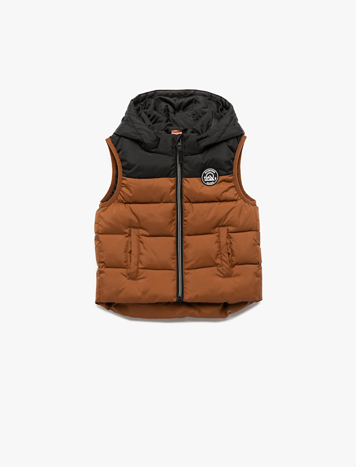 Kapüşonlu Renk Bloklu Çift Cepli Şişme Yelek