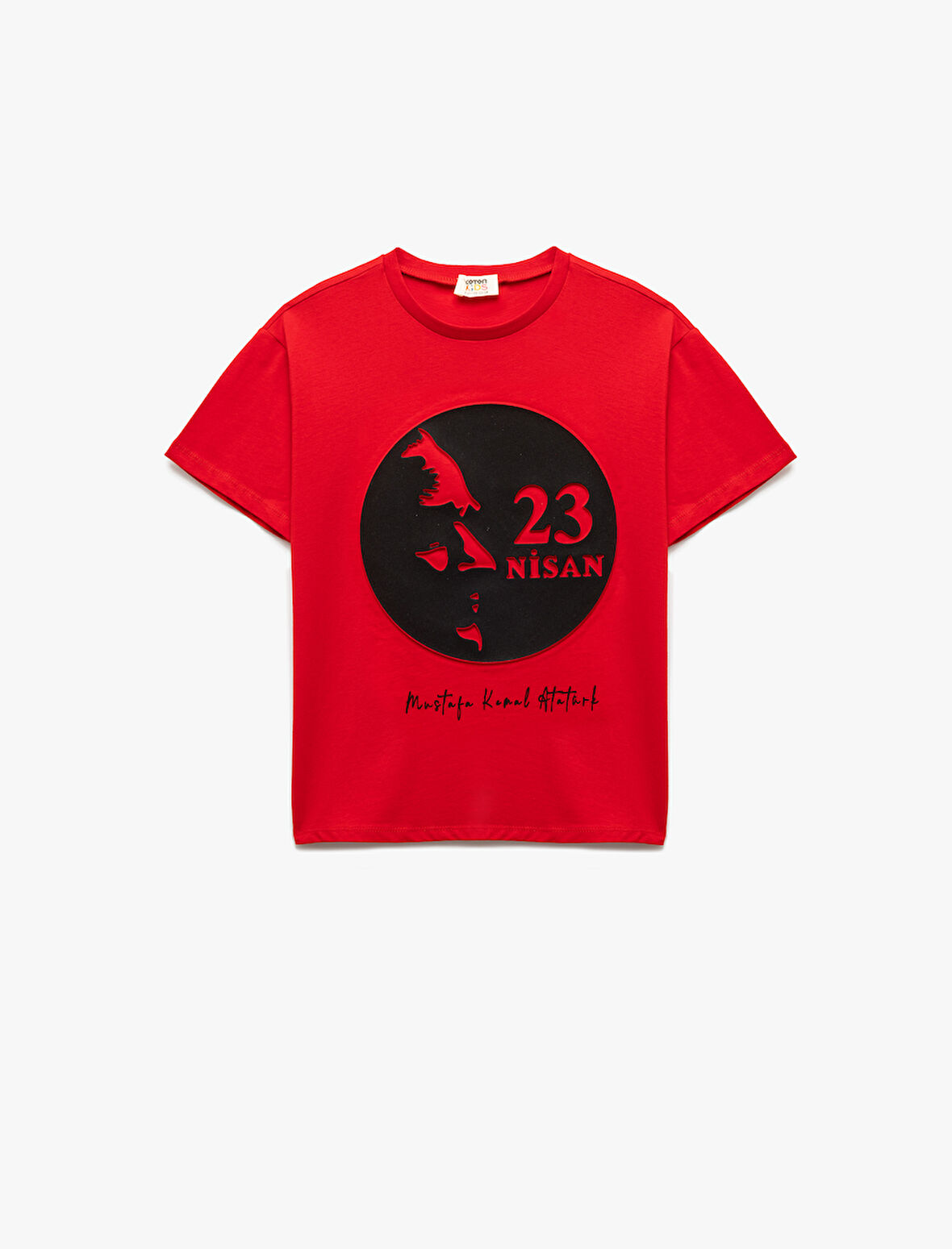 Pamuklu Atatürk Baskılı Bisiklet Yaka Kısa Kollu Tişört