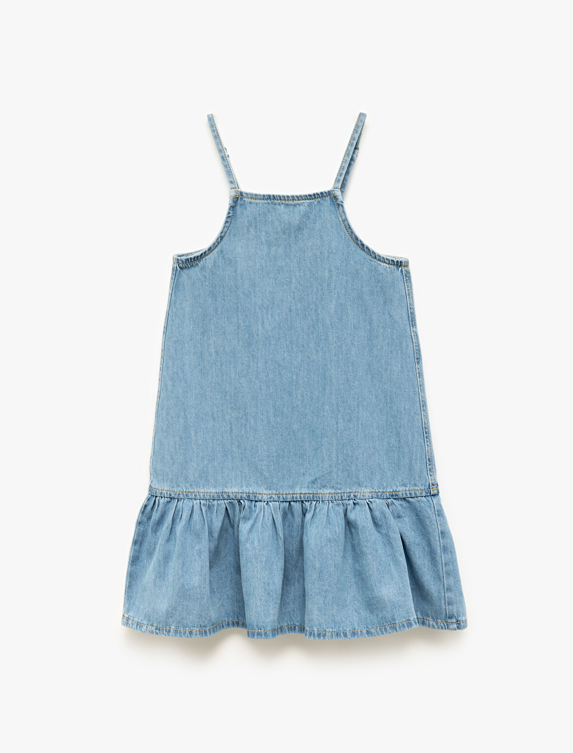 İp Askılı Oversize Pamuklu Pileli Denim Elbise