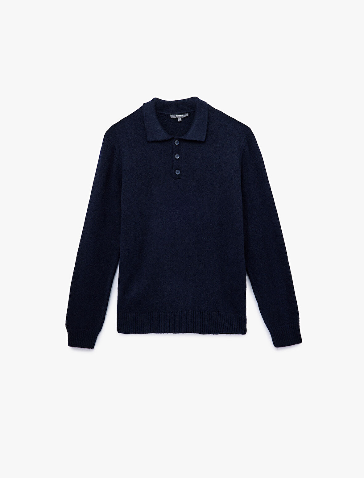 Uzun Kollu Düğmeli Polo Yaka Triko Kazak