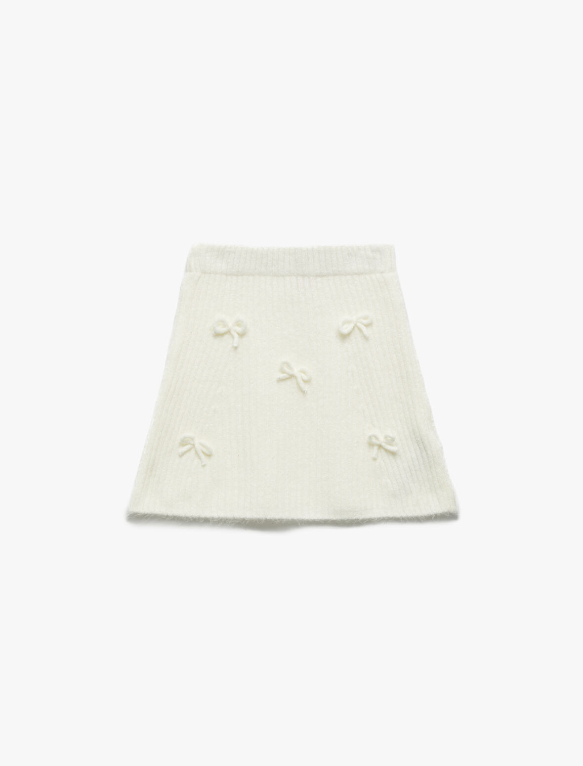 Beli Lastikli Fiyonk Detaylı Triko Etek