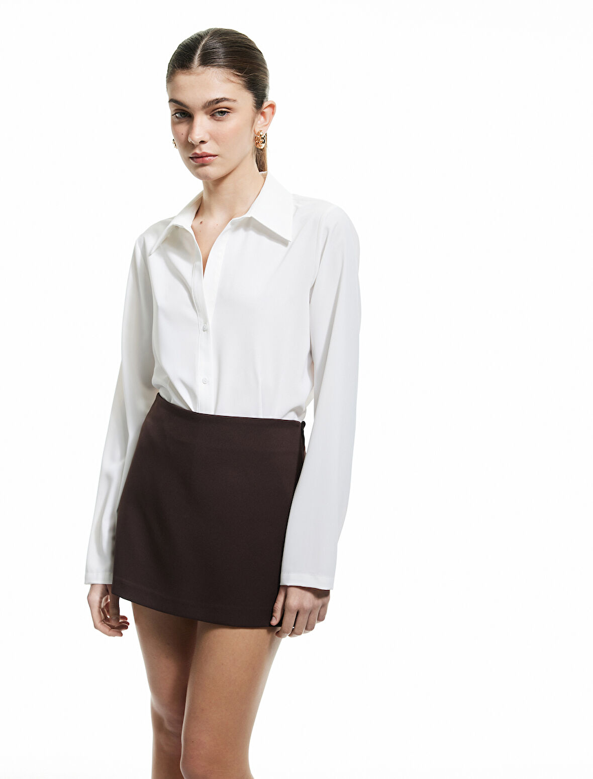Regular Fit Tek Cep Detaylı Mini Şort Etek