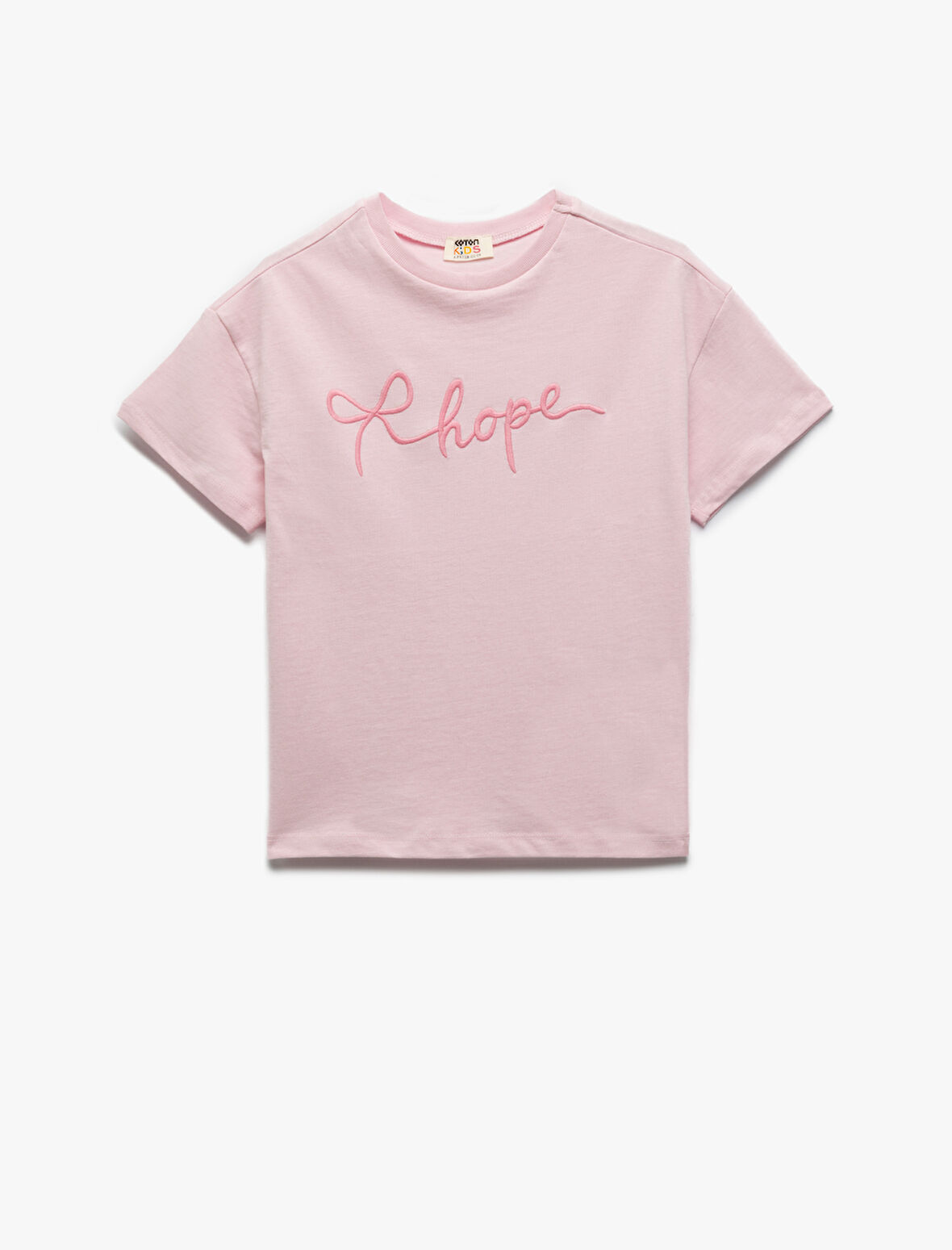 Pamuklu Bisiklet Yaka Nakışlı Kısa Kollu Tişört