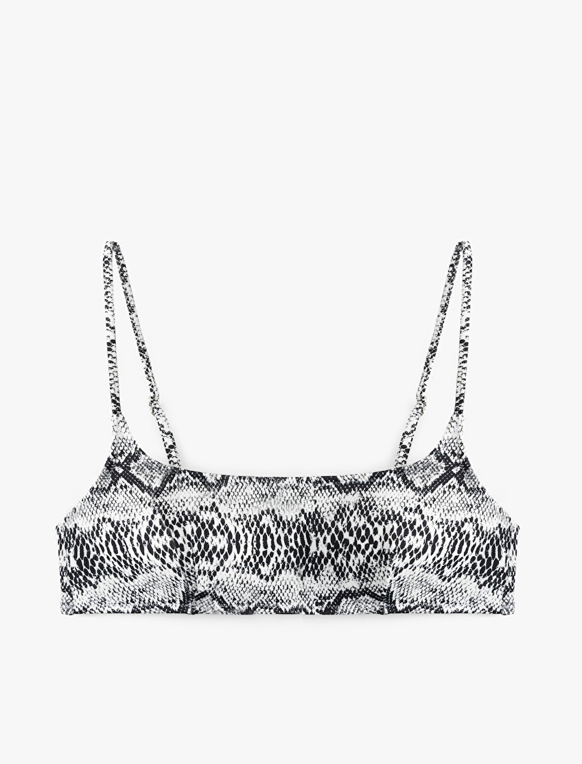 Hafif Destekli Yılan Desenli İnce Askılı Bralet Bikini Üstü