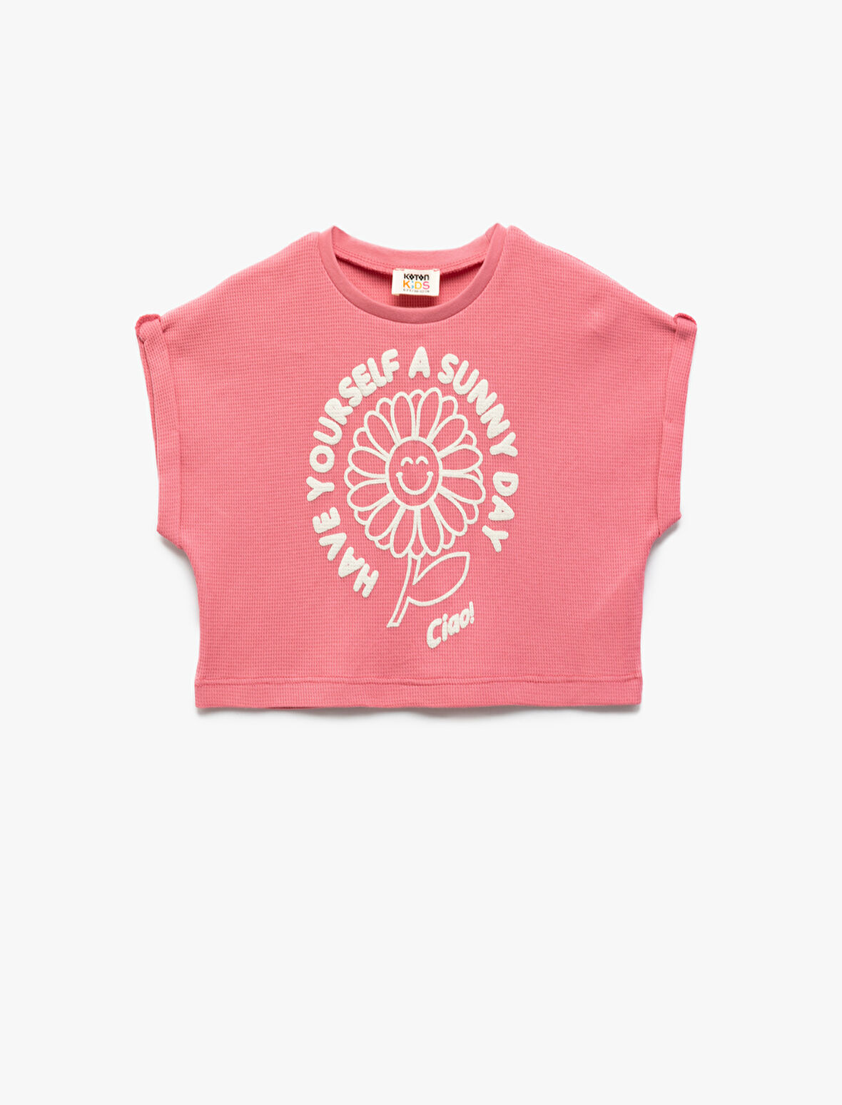 Pamuklu Bisiklet Yaka Kolsuz Baskılı Crop Tişört