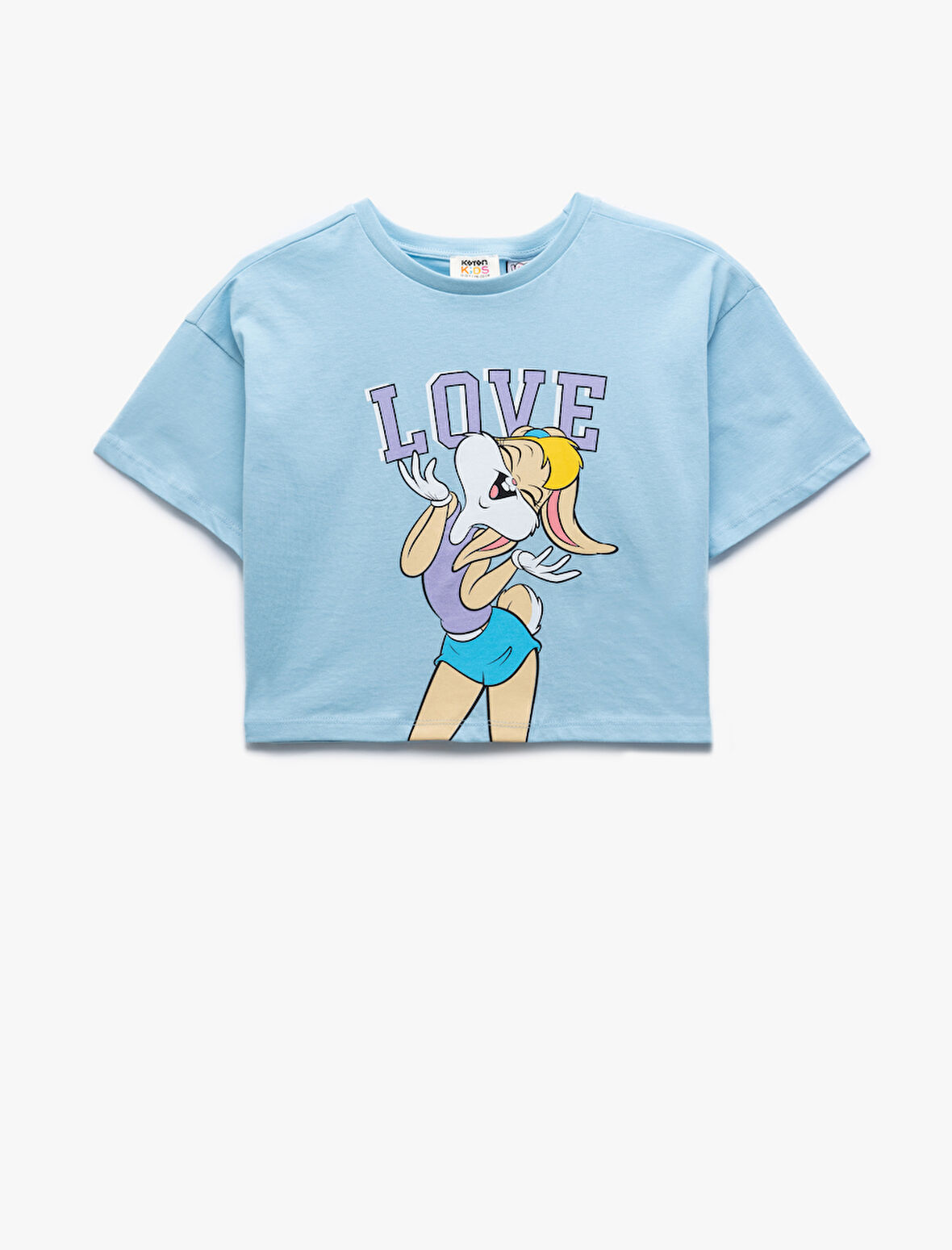 Pamuklu Lola Bunny Baskılı Kısa Kollu Bisiklet Yaka Lisanslı Crop Tişört
