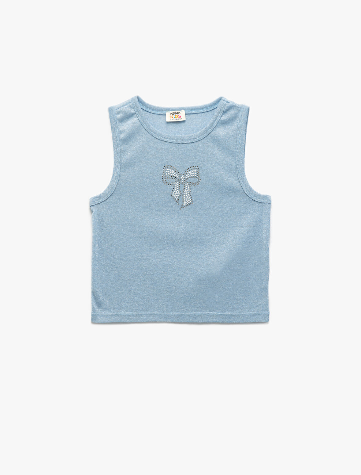 Pamuklu Slim Fit Bisiklet Yaka Kolsuz Fiyonk Detaylı Crop Atlet