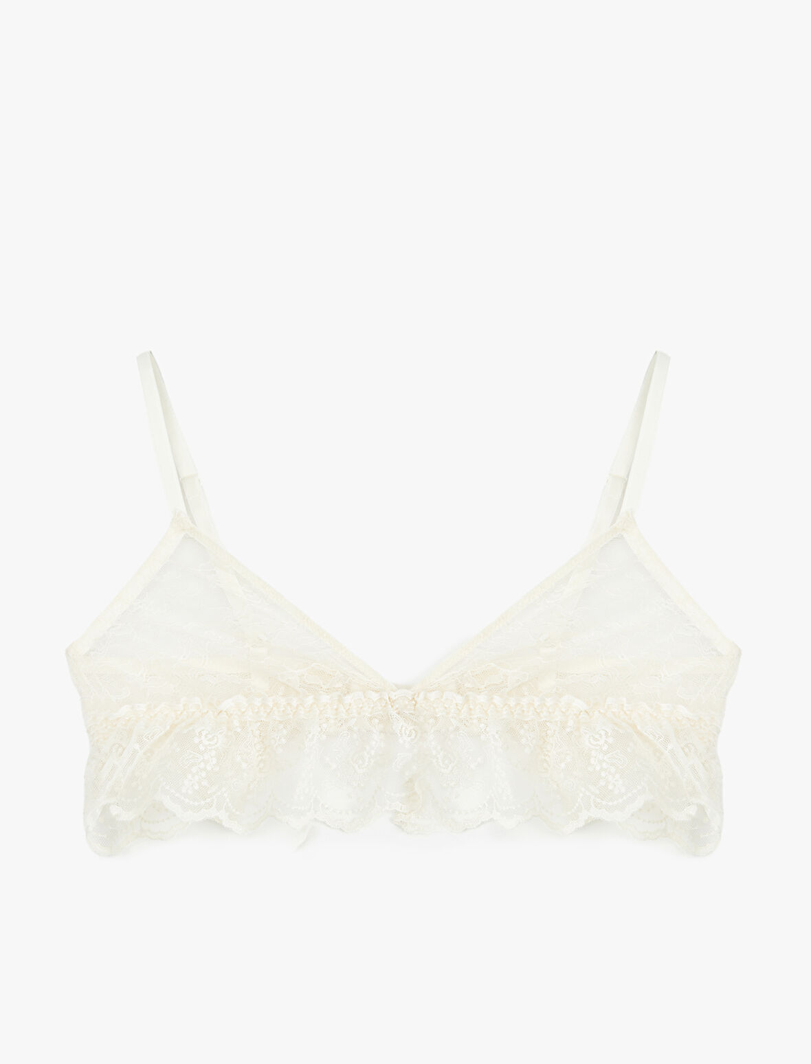 Transparan Balensiz Dolgusuz Dantelli Tül Bralet Sütyen