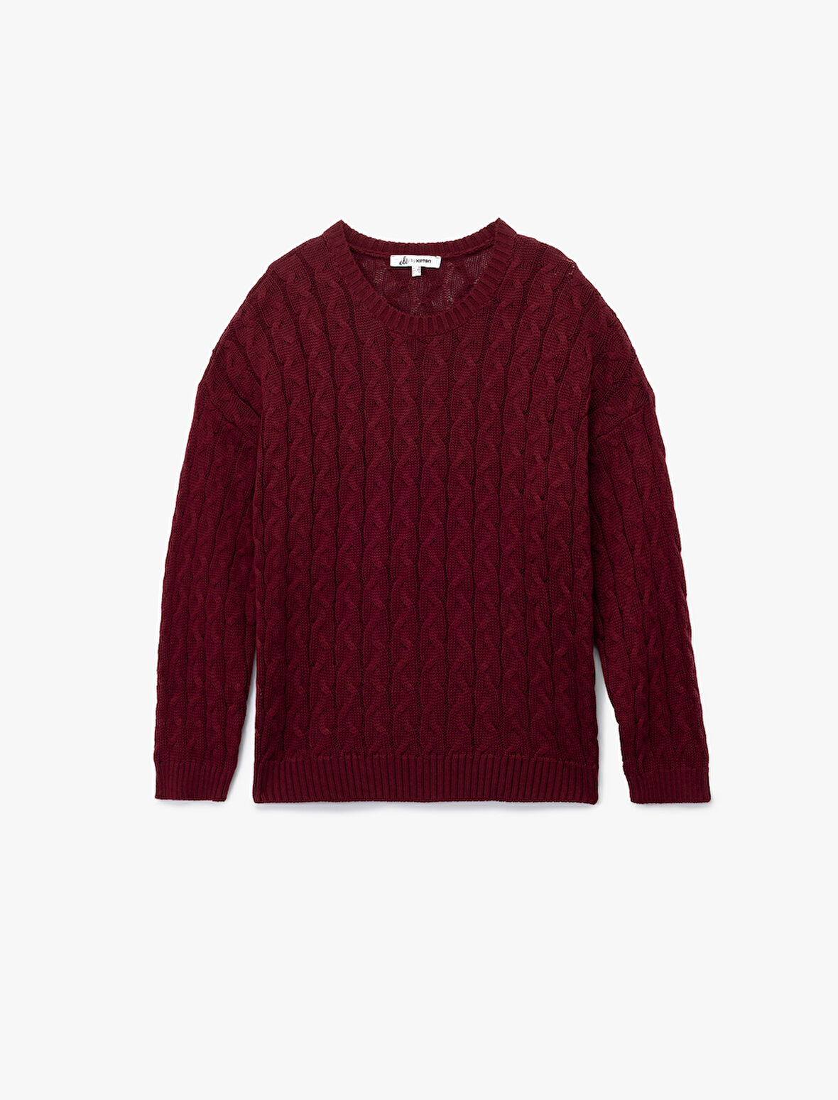 Uzun Kollu Bisiklet Yaka Saç Örgü Dokulu Triko Kazak