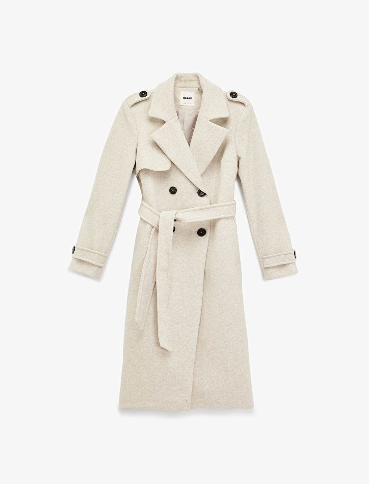 Uzun Kollu Kruvaze Kemerli Uzun Kaşe Kaban