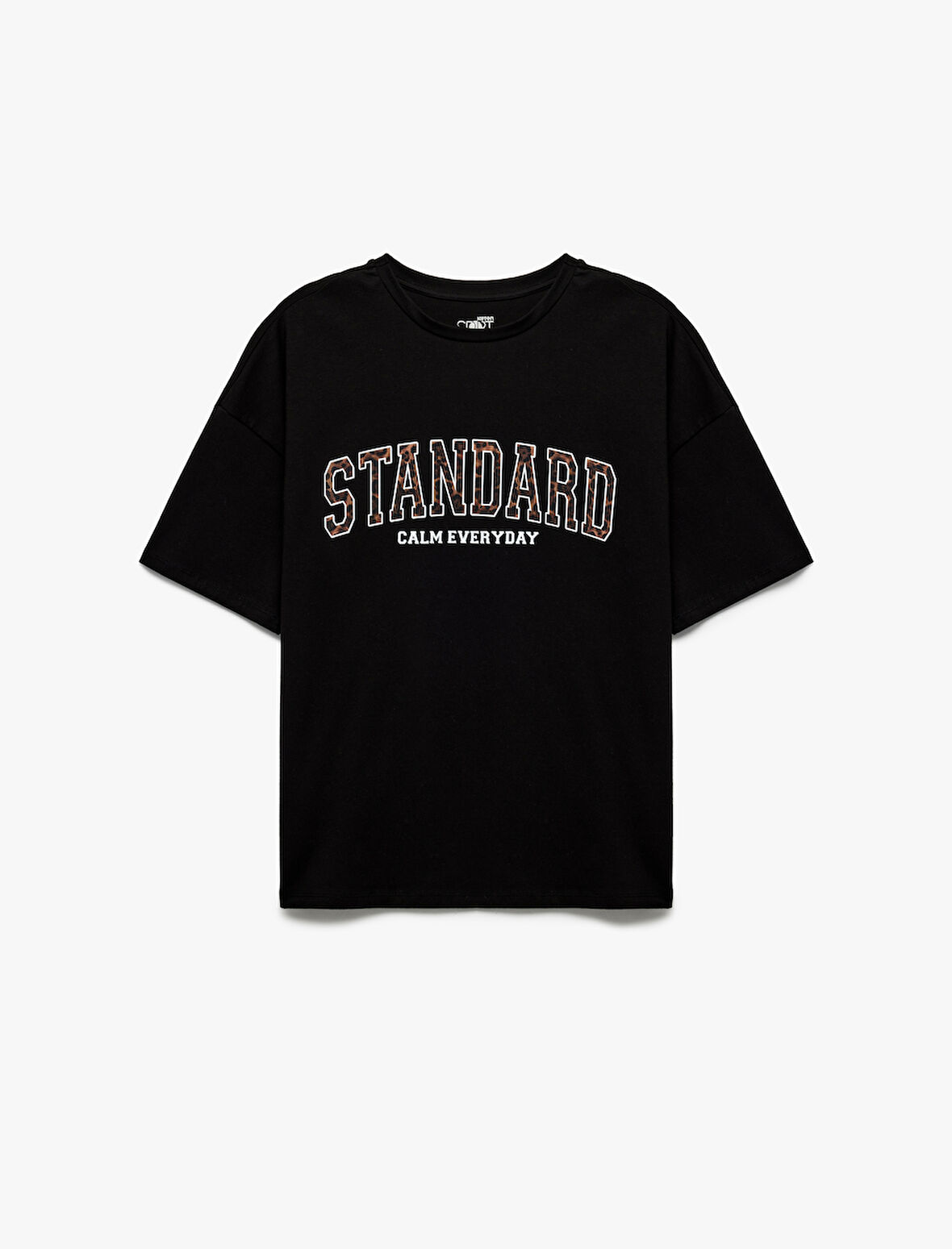 Bisiklet Yaka Yarım Kollu Baskılı Oversize Spor Tişört