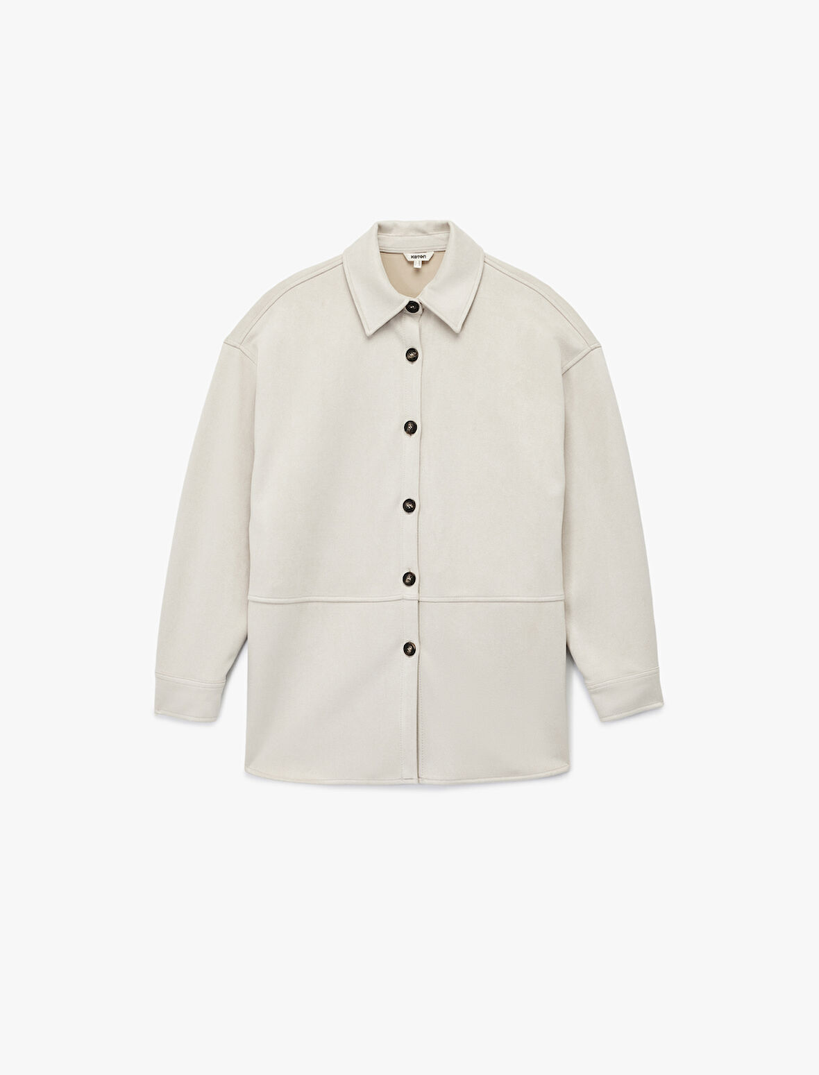 Kruvaze Uzun Kollu Düğmeli Suni Süet Gömlek Ceket