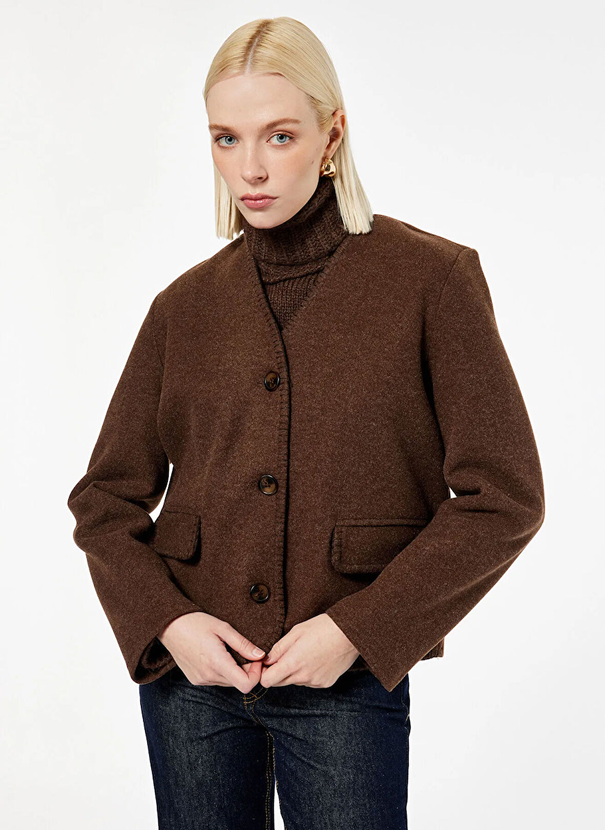 Koton Regular Fit Kahve Kadın Ceket 6WAK20248EW