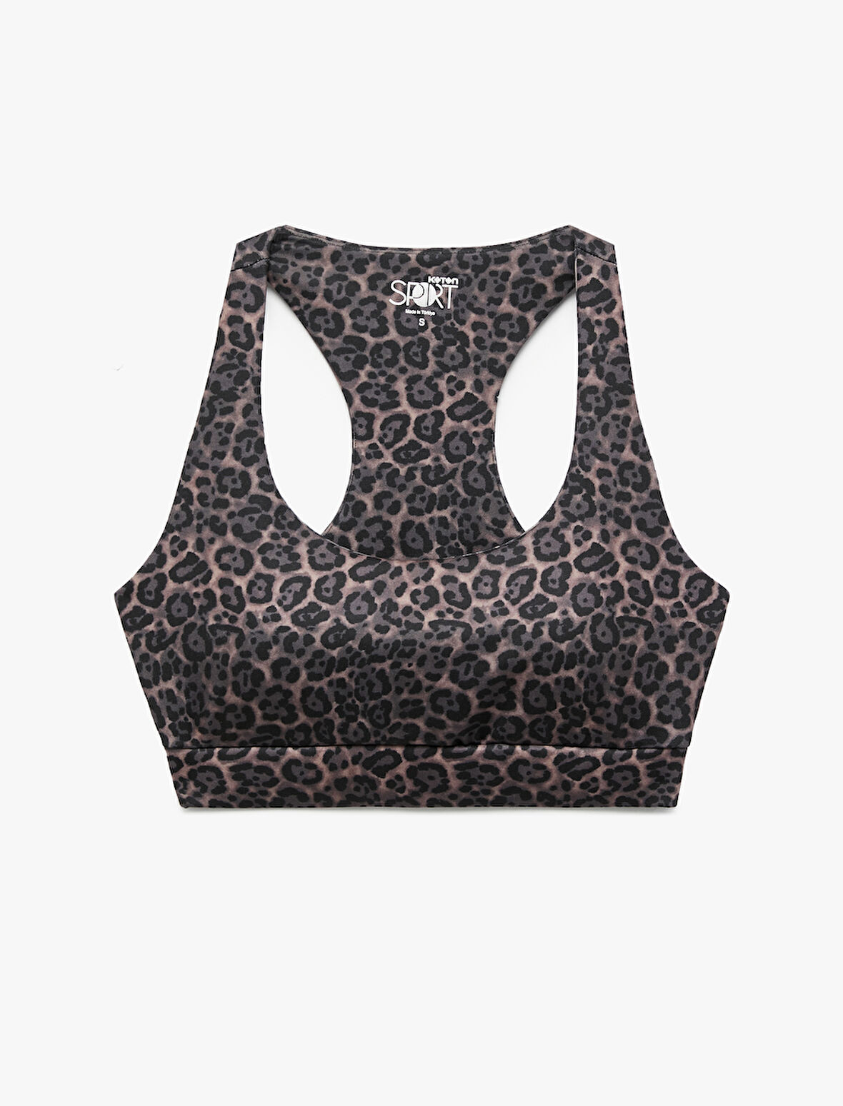 Kolsuz U Yaka Leopar Desenli Sporcu Sütyeni