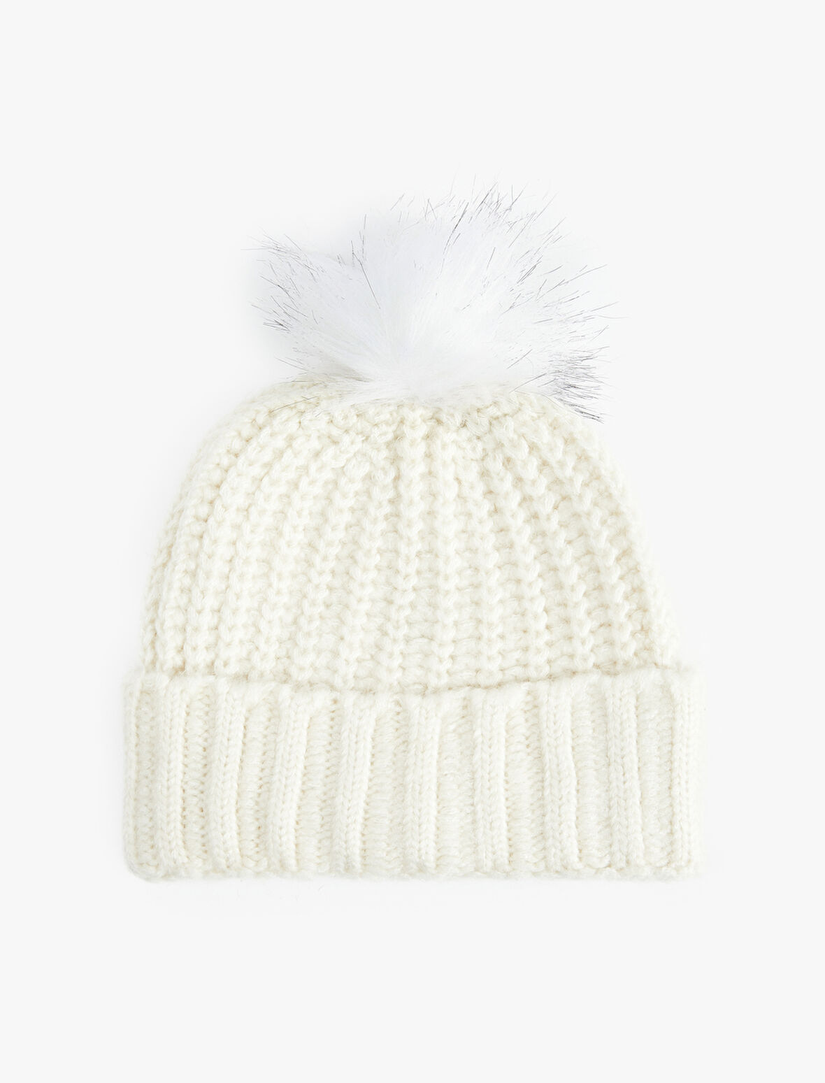 Katlı Pon Pon Detaylı Örgü Bere