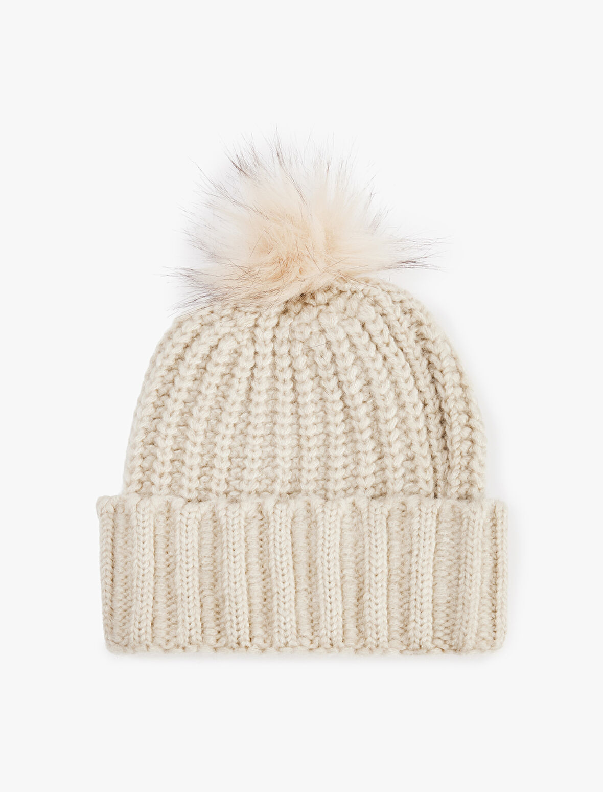 Katlı Pon Pon Detaylı Örgü Bere